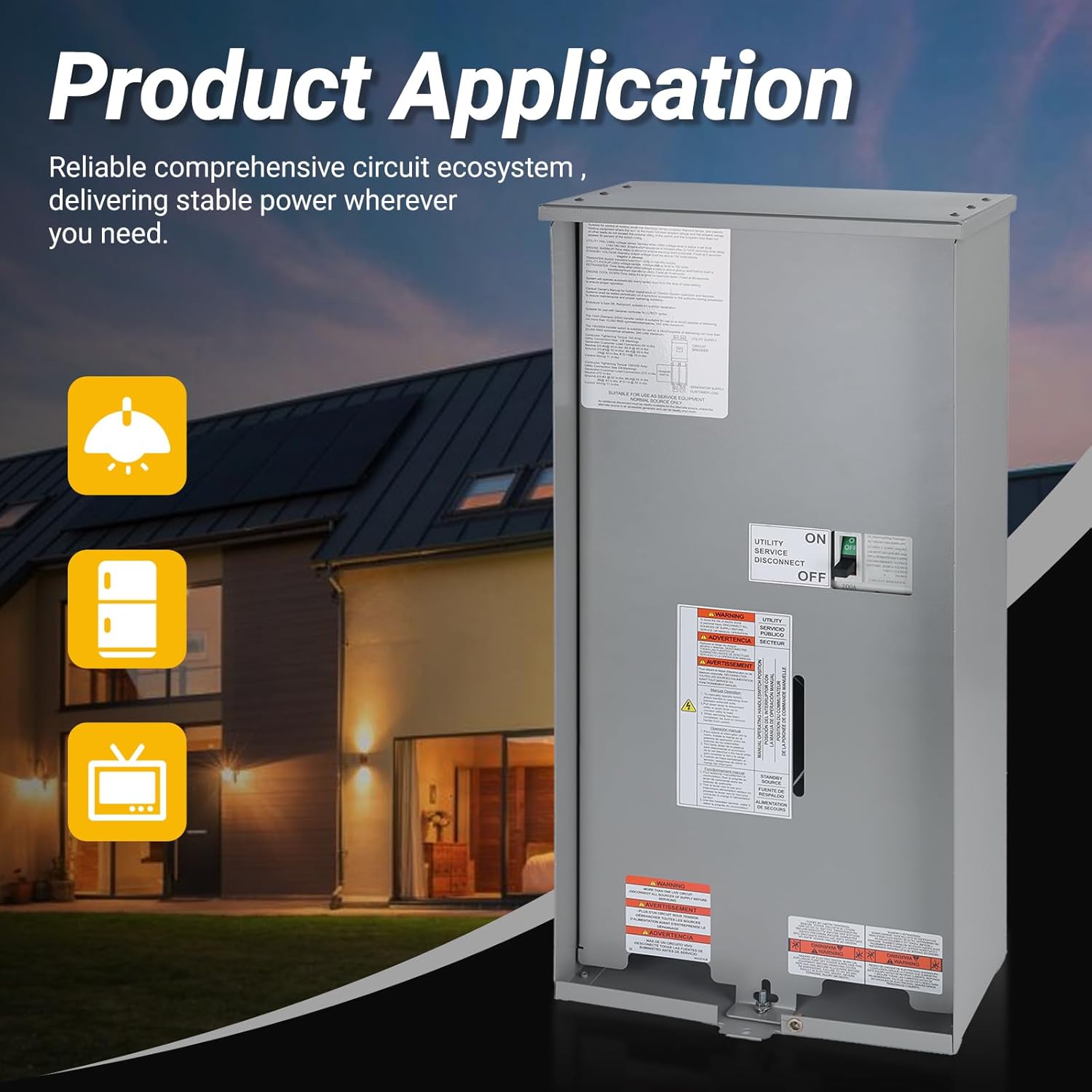 Universal 200A Automatic Transfer Switch with Power Management,Replacement for Generac RXSW200A3. Features a Rugged NEMA 3R Aluminum Enclosure for Outdoor use.