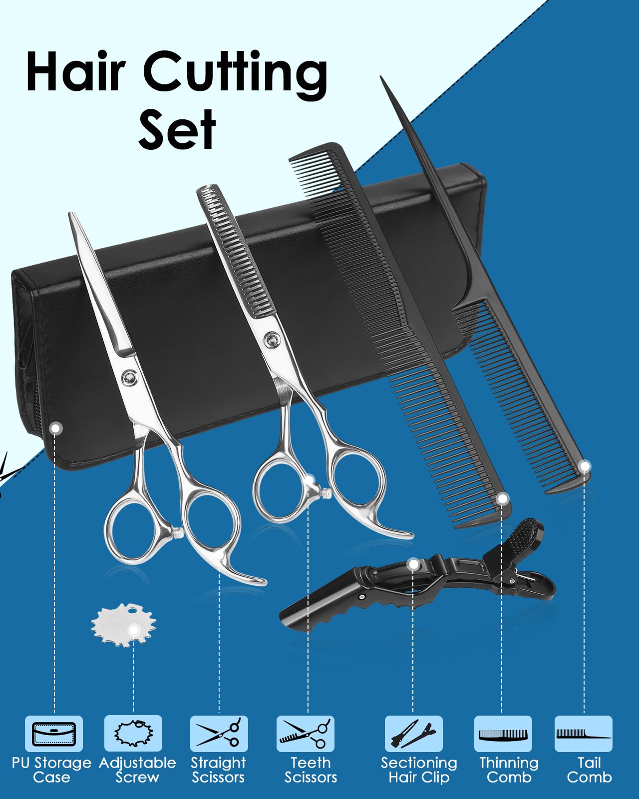Lictin Hairdressing Scissors, Thinning Scissors Set - Image 3