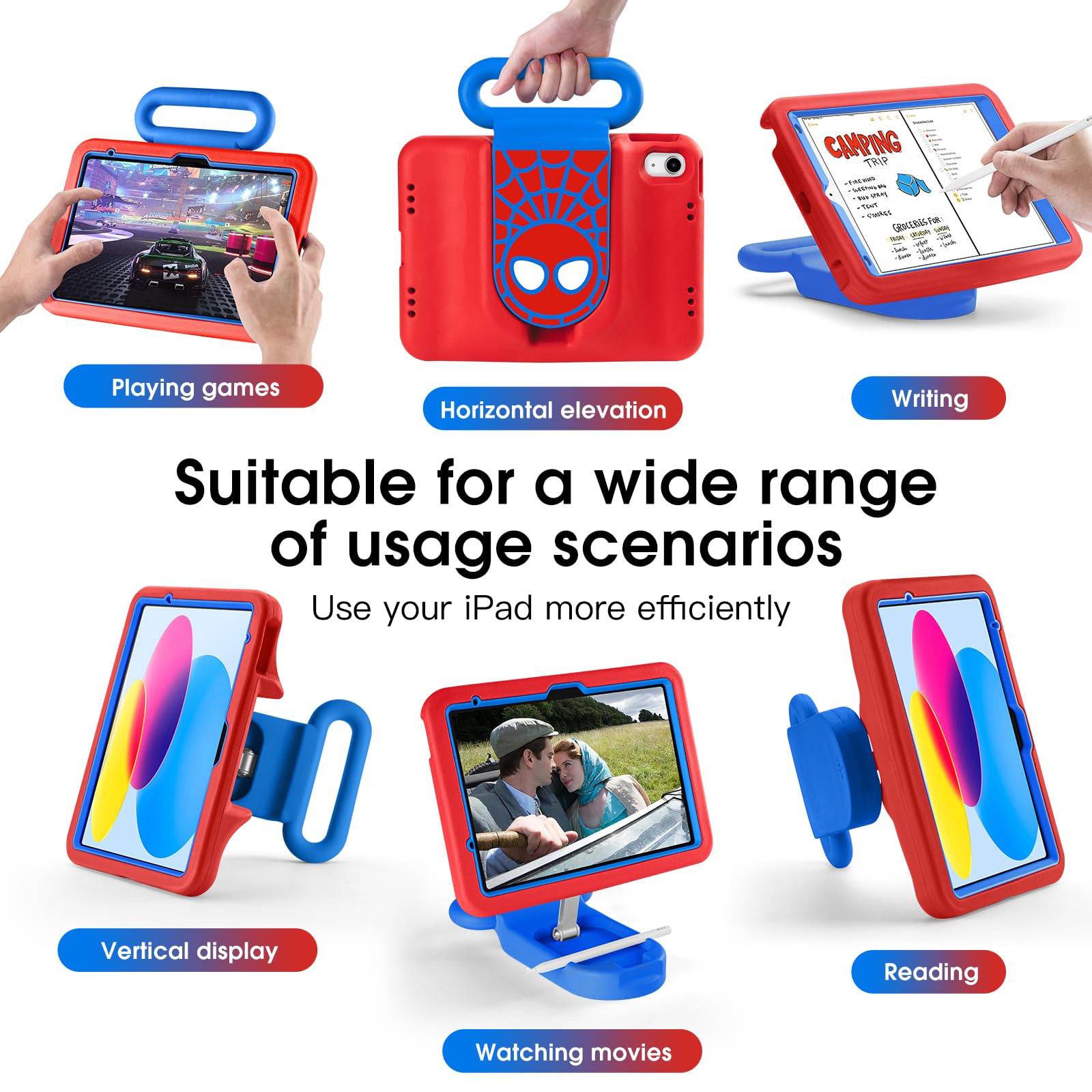 Kids Case For IPad (A16) 11th/10th Gen 10.9'' 2025/2022,Adjustable Portrait/Landscape Stand/Drop Proof With Handle,Child Friendly Case For IPad Air 11