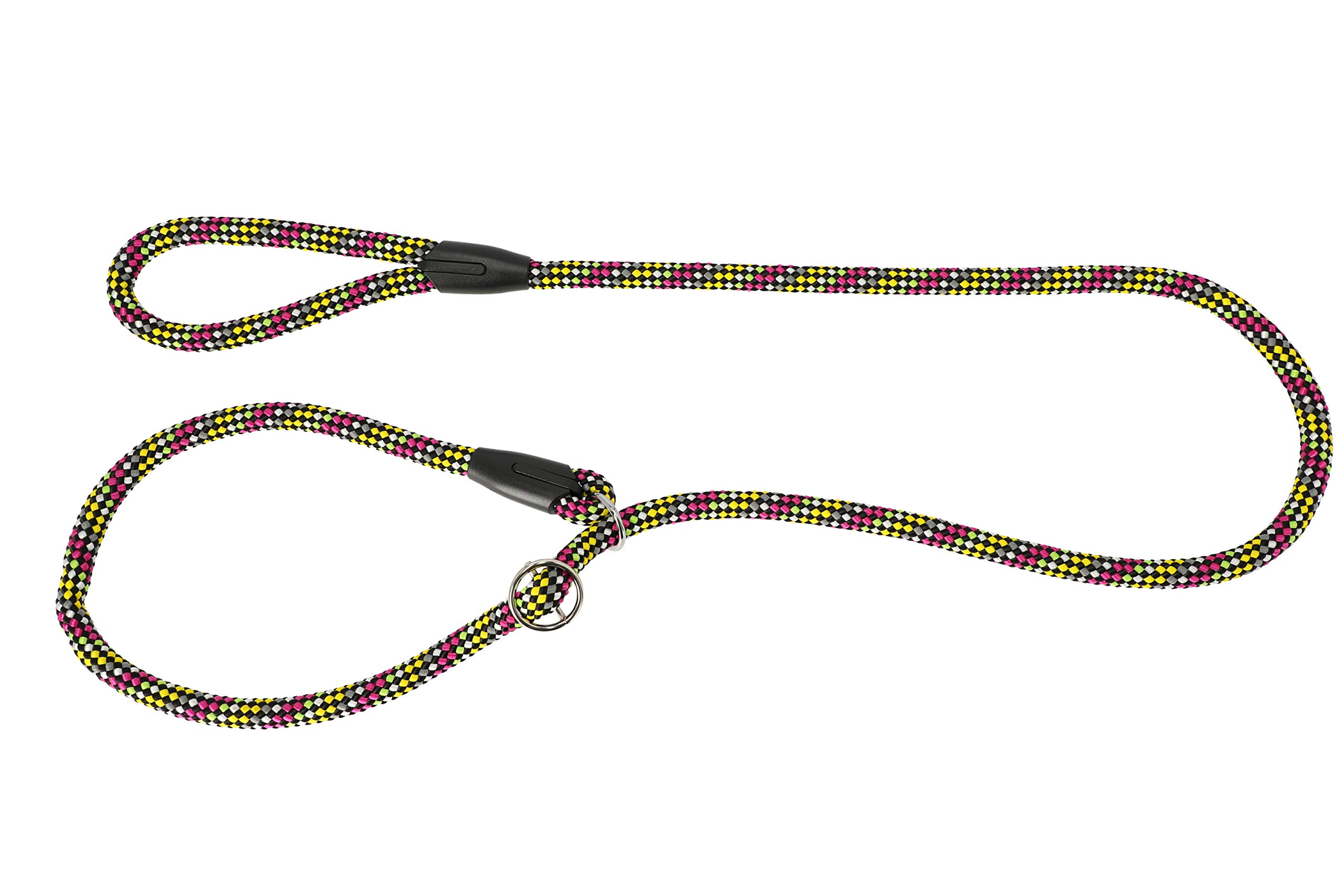 Dingo Magic Dog Leash for Dog with Adjustable Choke Collar Yellow and Pink Melange 10489, Green/Pink/Yellow
