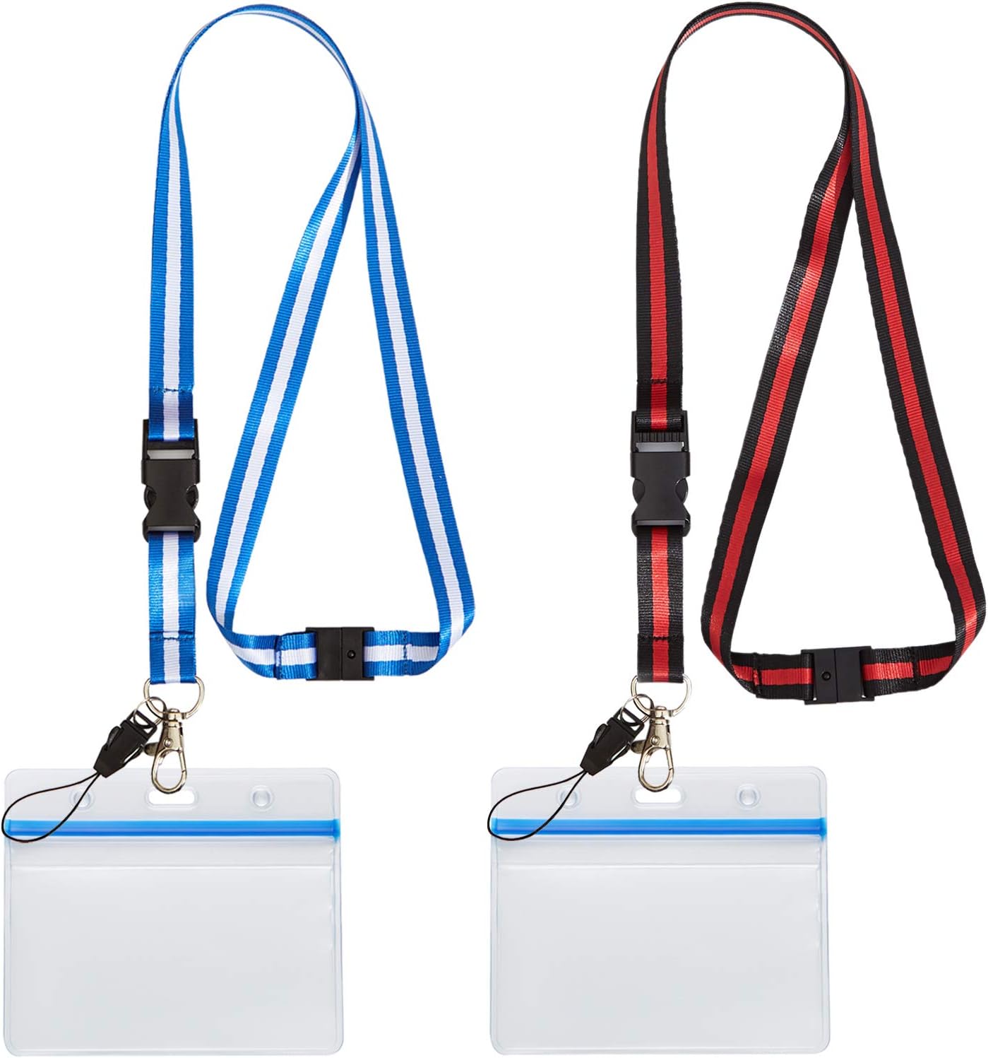 2 PCK id Badge Holder with Lanyard Strap Neck Strings Metal Clips