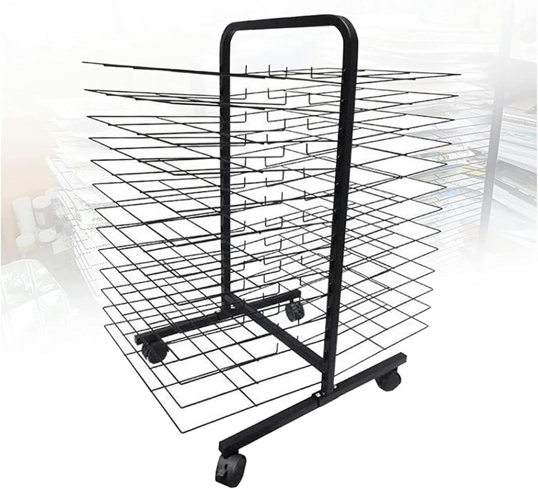 Rack de séchage d'art robuste avec finition enrobée de poudre noire