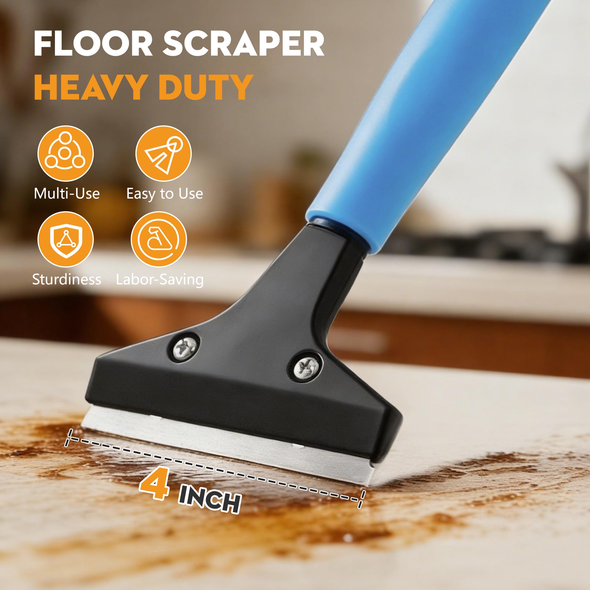 4-Inch Razor Blade Floor Scraper, Long Handle Heavy Duty 37-51.5 Inch — Amazon image 2