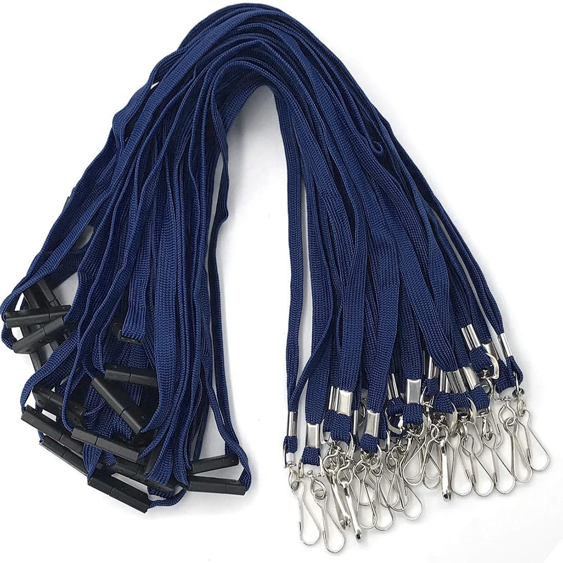 Bird Fiy Lanyards Safety Black Lanyards Neck Flat Premium Breakaway Badge Lanyard with J-Hook for ID Nametag Badge Holder, Navy Blue, 25 PCS