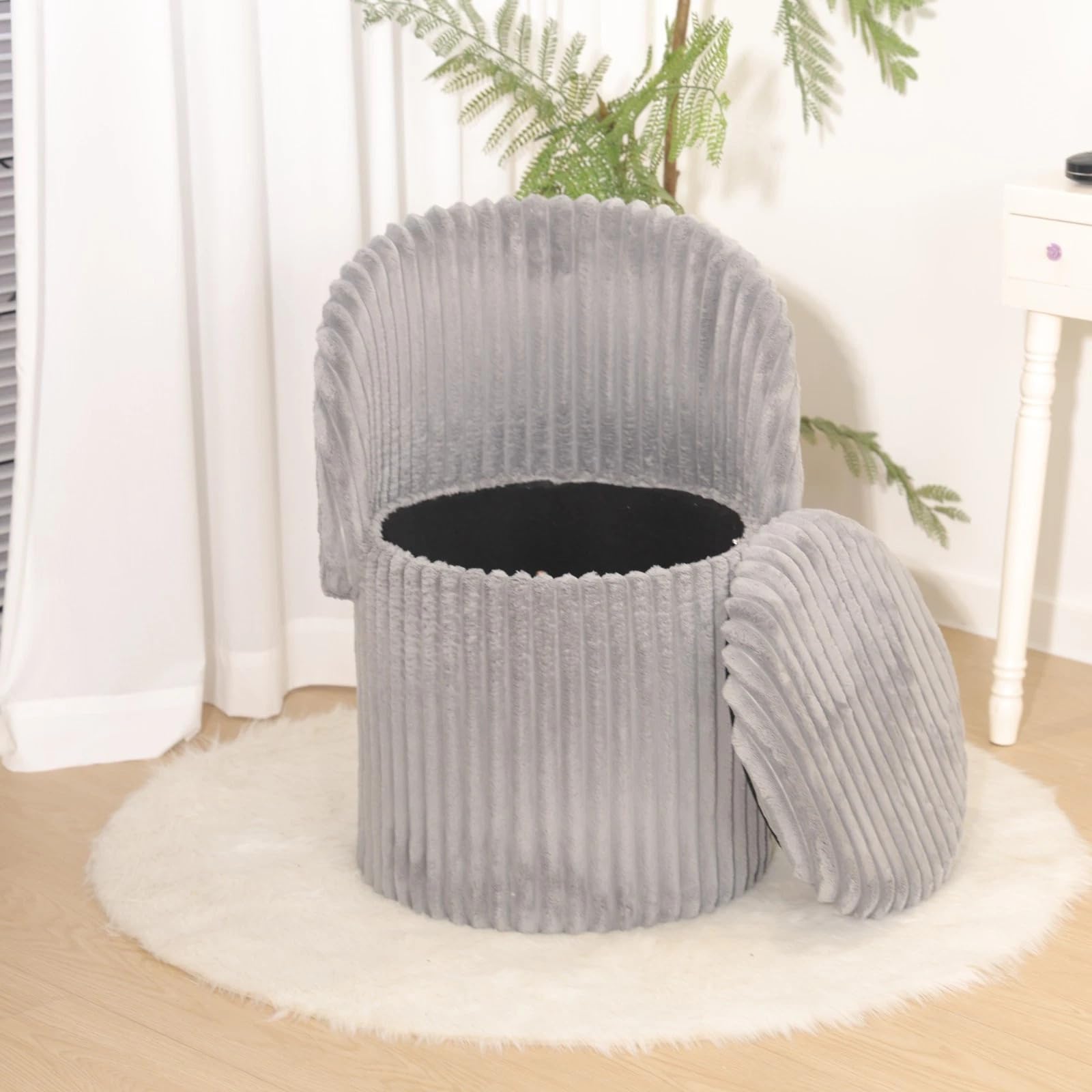 GC GAVENO CAVAILIA Round Extra Large Ottoman Storage Box Grey