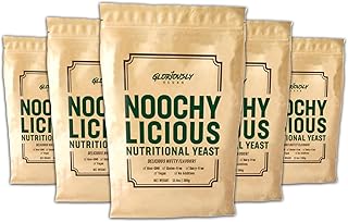 Gloriously Vegan, Noochy Licious Nutritional Yeast – Best-Tasting Vegan Cheese Flavor – Non-GMO, Gluten-Free, Dairy-Free, Rich in Fiber, Vitamins & Minerals – 5 x 13.6 Ounce Mega Value Bag