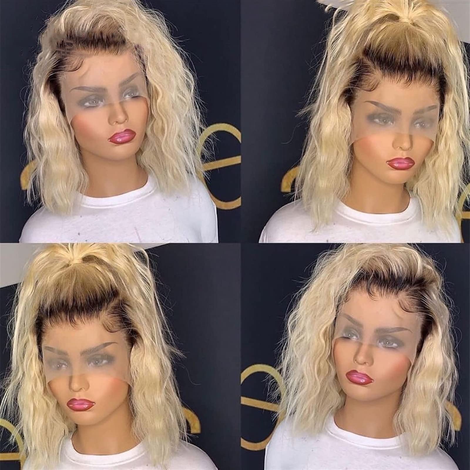 Pre-Plucked Baby hair Ombré Blonde Curly Lace Wig Amazon.com : Wigs Ombre 613 Blonde Curly Lace Wigs with Dark  main image 4
