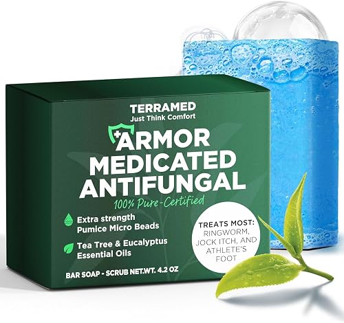 Antifungal Soap | Deep-Cleansing & Exfoliating Bar for Men & Women | Natural Ingredients with Tea Tree & Eucalyptus | Helps Soothe Jock Itch, Ringworm & Athlete’s Foot Pumice Bar Soap