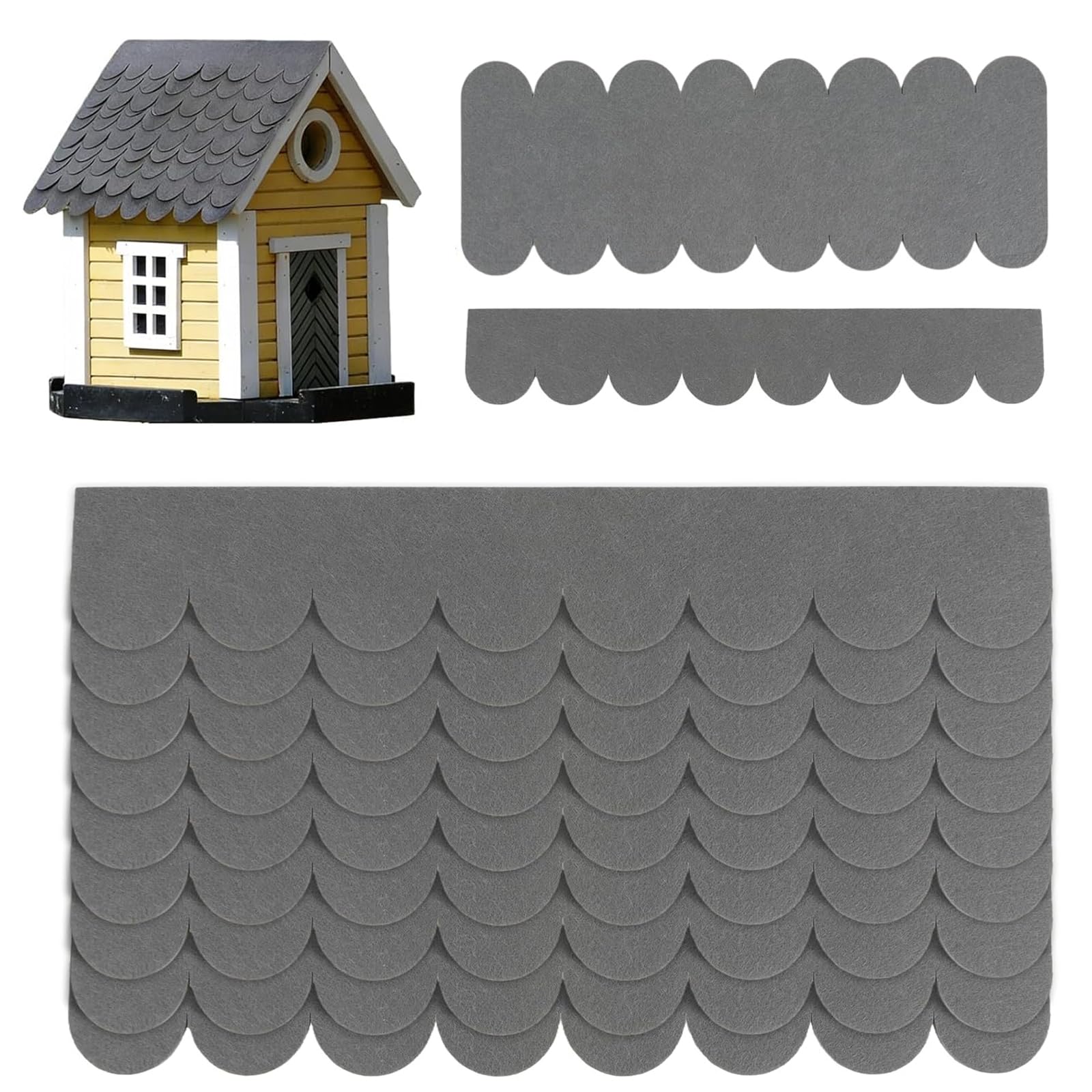32 tejas autoadhesivas para techo en gris (30 x 5 cm y 30 x 11 cm), resistentes al agua para pajareras, nido, hotel de insectos, casetas para perros y proyectos creativos de madera