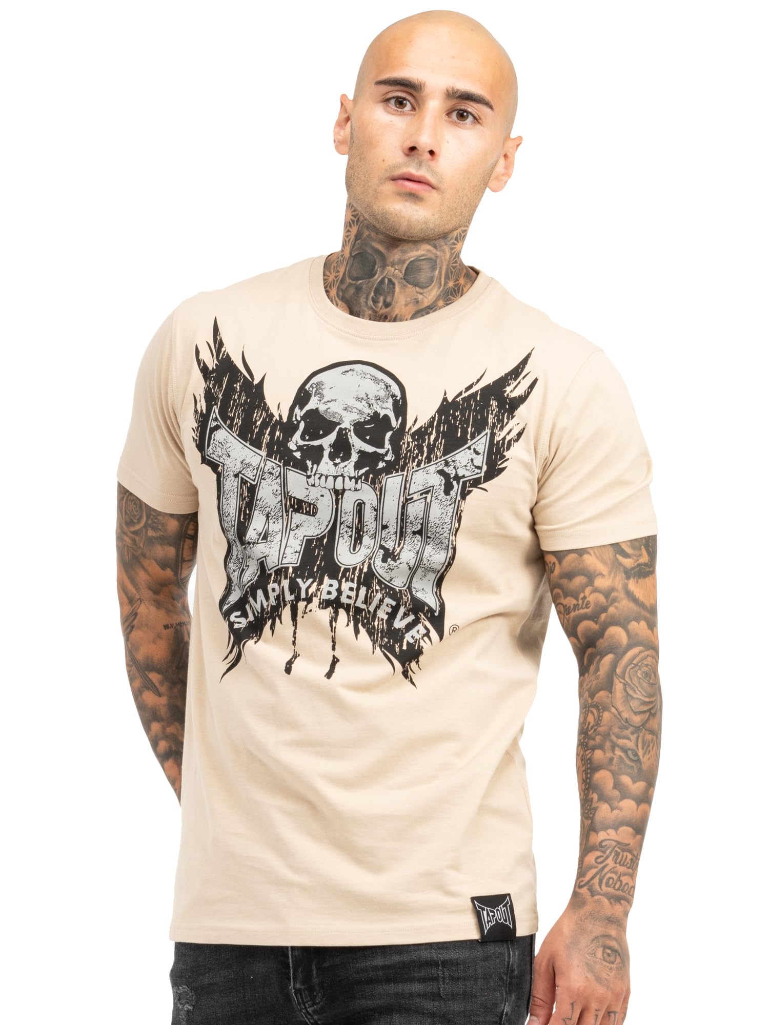 Tapout Men's Creston T-Shirt, Sand/Black/Silver, L