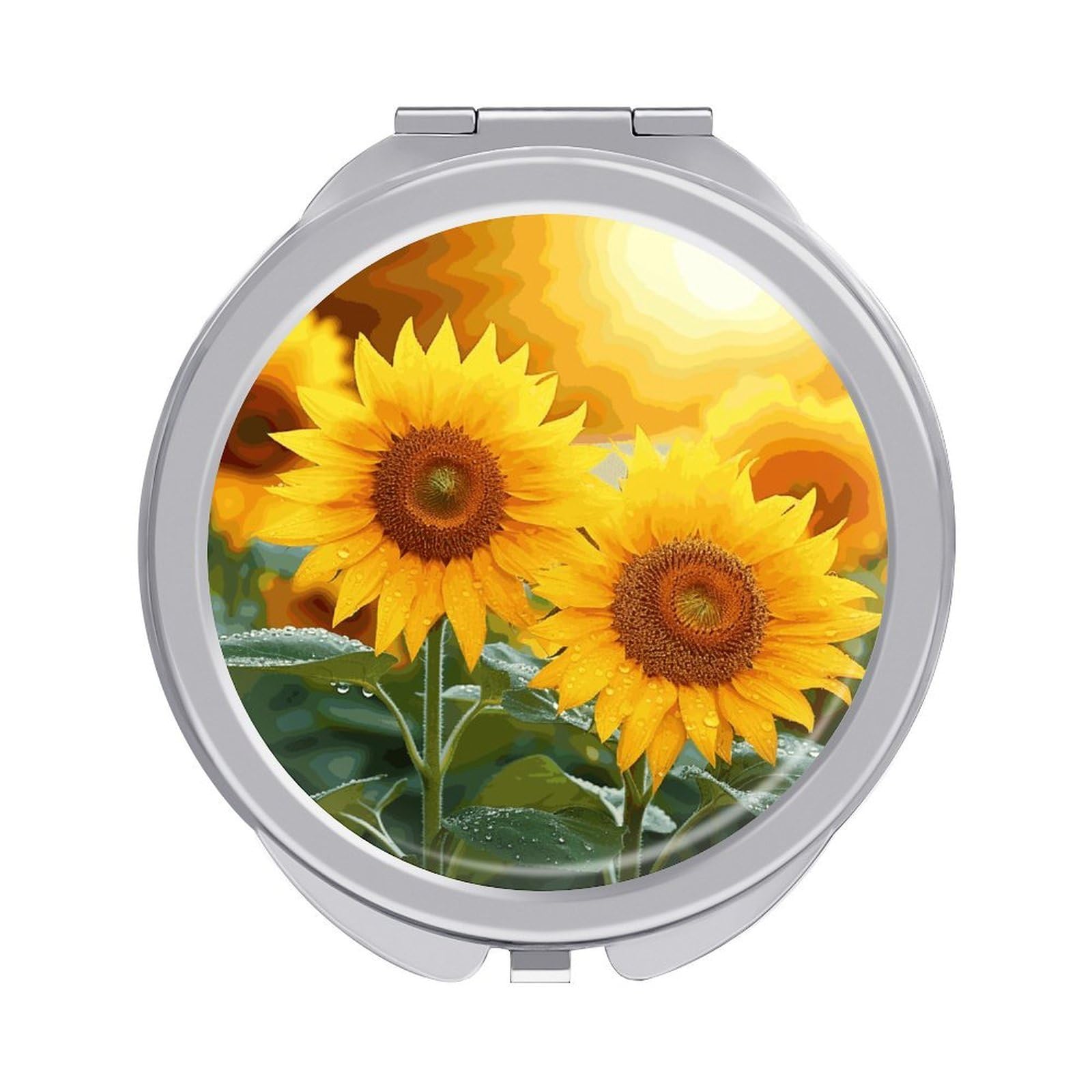 FekiLoot Sunflower Flowers Travel Makeup Mirror 2 X /1 X Magnifying Slim Pocket Mirrors Compact for Purse Travel Makeup Mirrors for Pocket, Handbag, Purse Women Gift