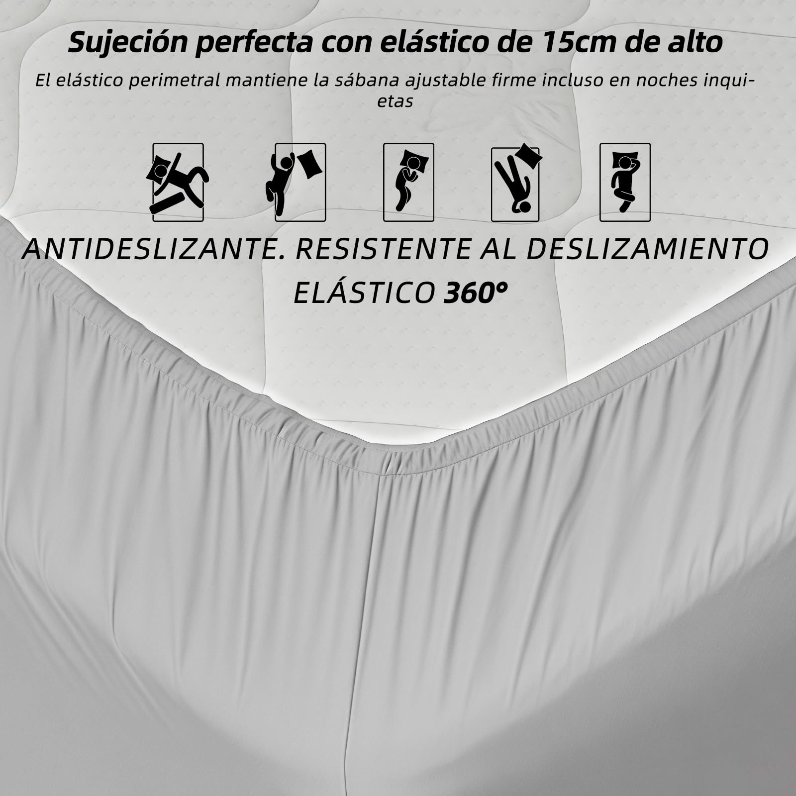Juego de sábanas para autocaravanas de 4 piezas con colchón central - Juego de sábanas RV para autocaravanas Volkswagen California/Mercedes-Benz Marco Polo/FIAT Ducato (gris claro)