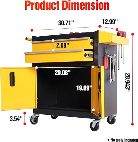 Miniatura 3 de Carrito Caja de Herramientas Resistente de Acero Rodante con Puertas con Cerradura (TZ12 Negro Amarillo)