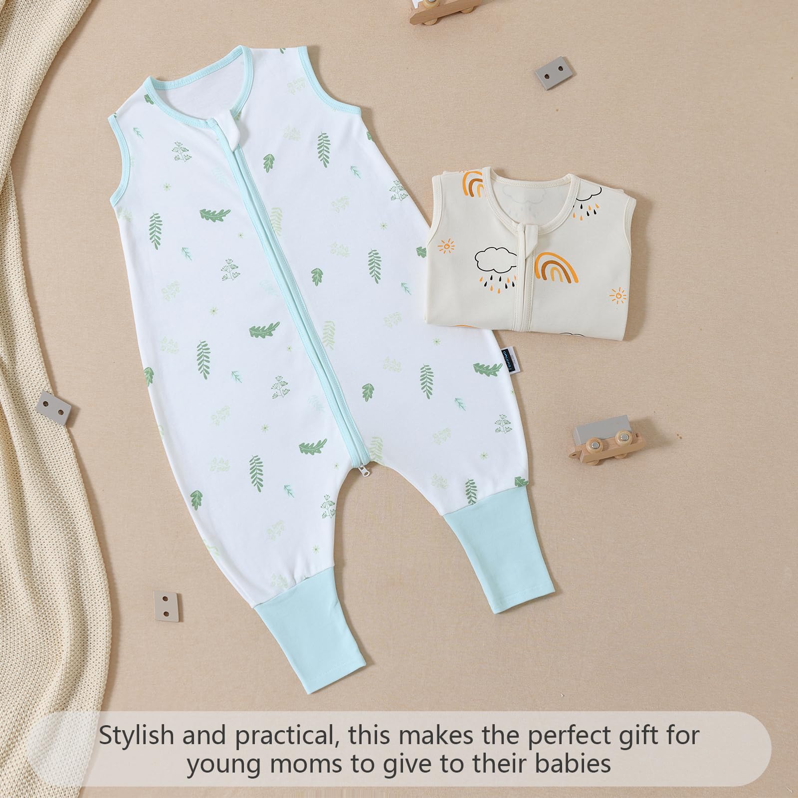 Sac de Nuit Bébé 0.5 TOG Convient aux Bébés de 90 à 100 cm -100% Coton | Couverture Portable Nouveau-Né à Double Fermeture Éclair | Matériau Doux