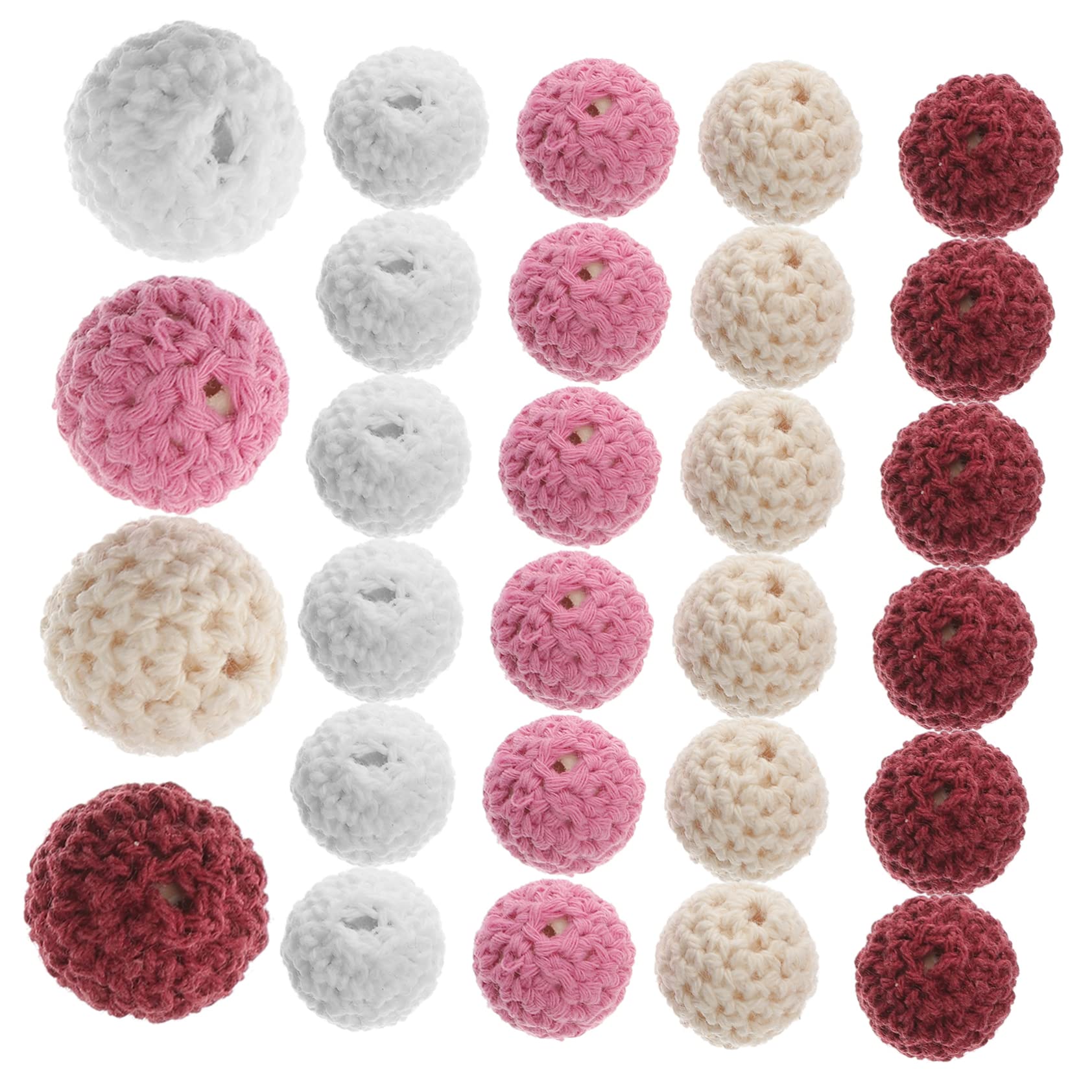 EXCEART 128 Piezas Bolas De Hilo Sueltas Encanto De Cuentas Grano De Artesanía De Ganchillo Cuentas Espaciadoras De Algodón Cuentas Sueltas De Algodón Cuentas Redondas Rosario Madera Ronda