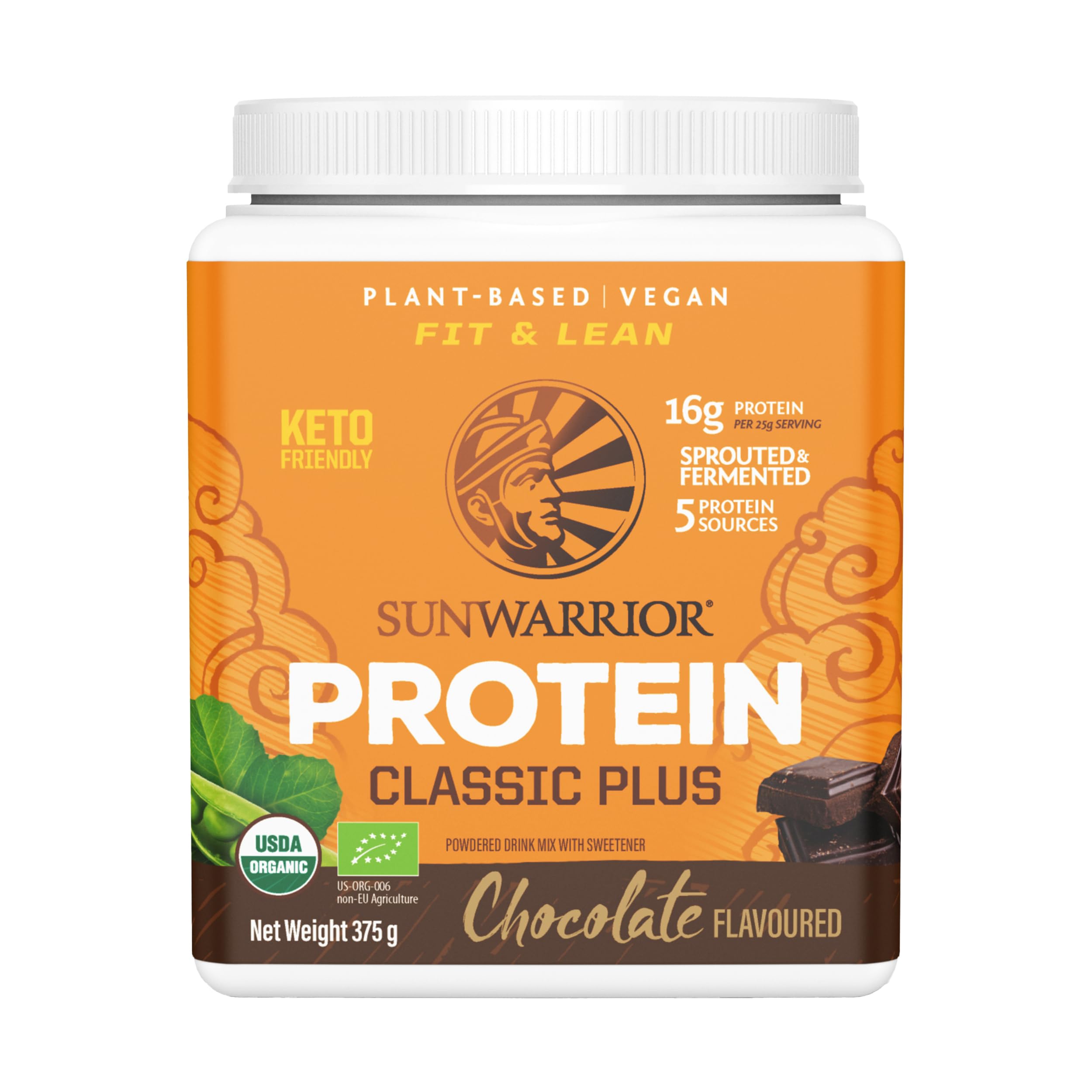 Classic Plus Chocolate 375G Protein Powder 16G Protein Per Serve Vegan Keto Natural Organic Plant Based
