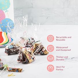 Prestee 200 Pack Clear Cellophane Bags - 4x9 with 4 Twist Ties, Candy & Cookie Gift Bags (Pack of 200)