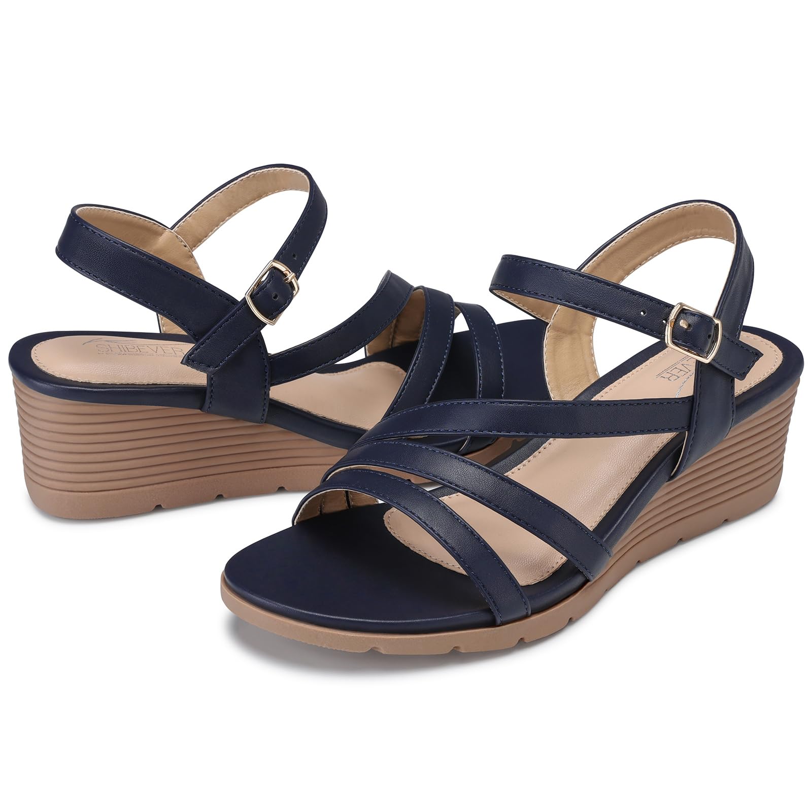 SHIBEVER Wedge Sandals for Women Dressy: Comfortable Low Heel Sandal