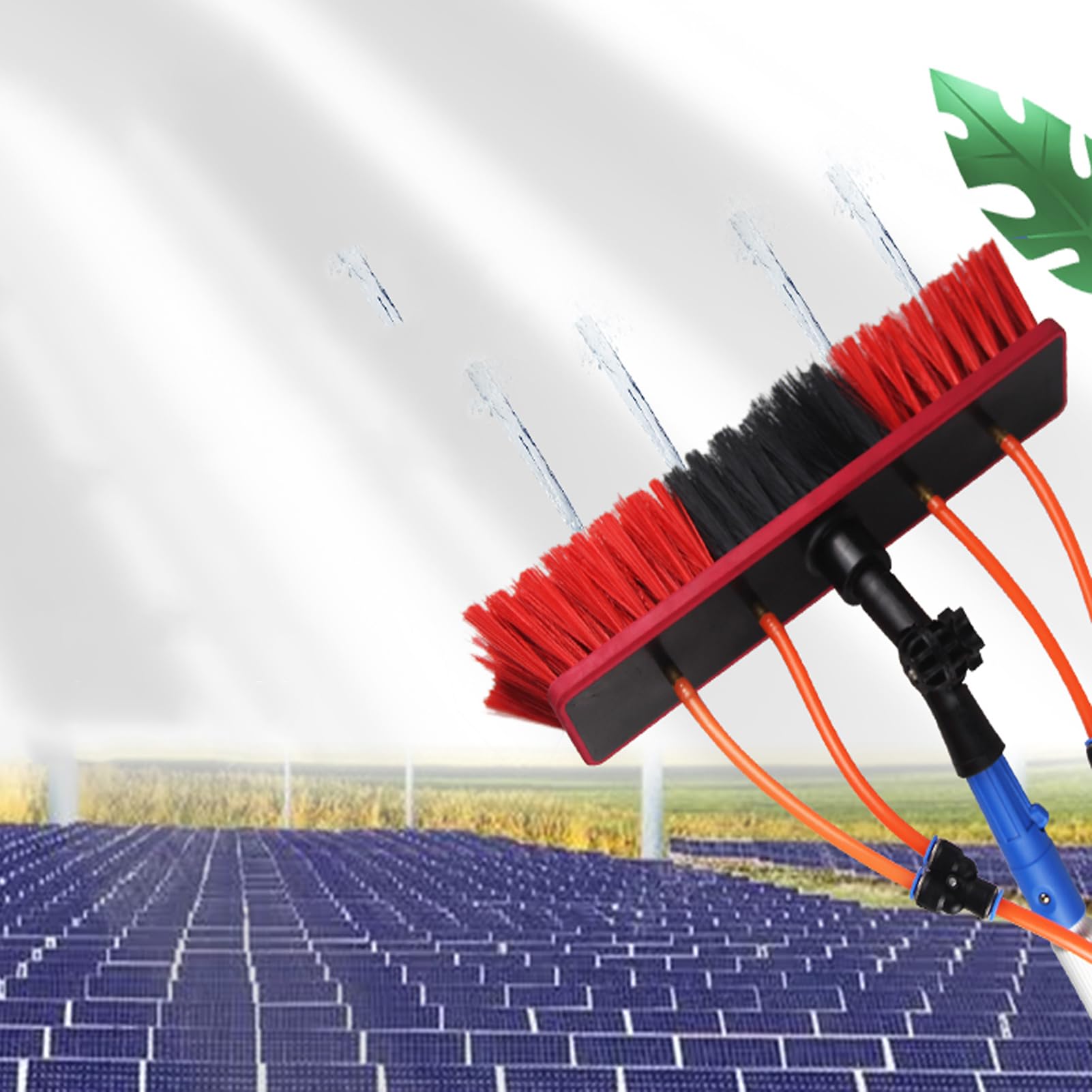 Matériel de nettoyage pour panneaux solaires avec brosse électrique et tuyau haute pression