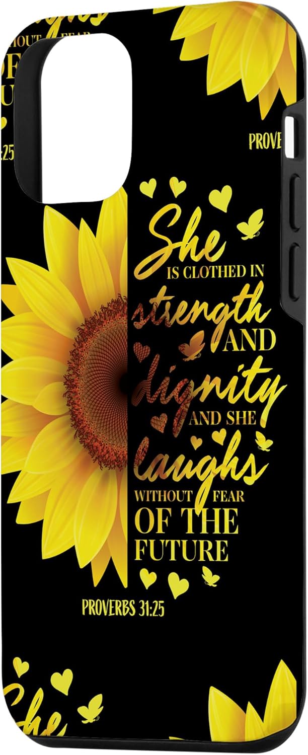 iPhone 12 mini Christian Cute Bible Verse Phone Cases Women Gifts Sunflower Case