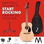 Fender California Debut Redondo Series Pack de guitare acoustique, Guitare débutante, 2-Year Garantie, comprend Gig Bag, Stand et plus, naturel
