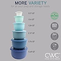 Vista 4 de COOK WITH COLOR Tazones de preparación con tapas, juego de cuencos pequeños de plástico anidables anchos y profundos con tapas, juego de 12 piezas