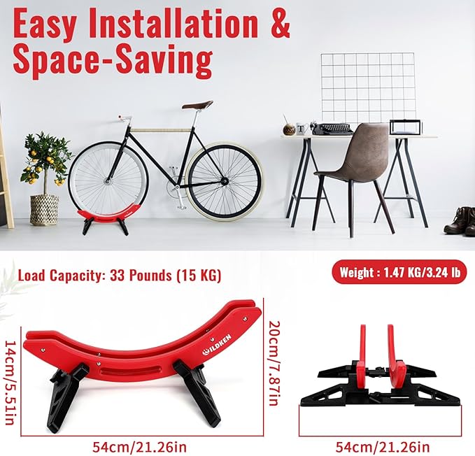 Soporte para Bicicleta WILDKEN Ajustable para Piso Garaje Rojo miniatura 2
