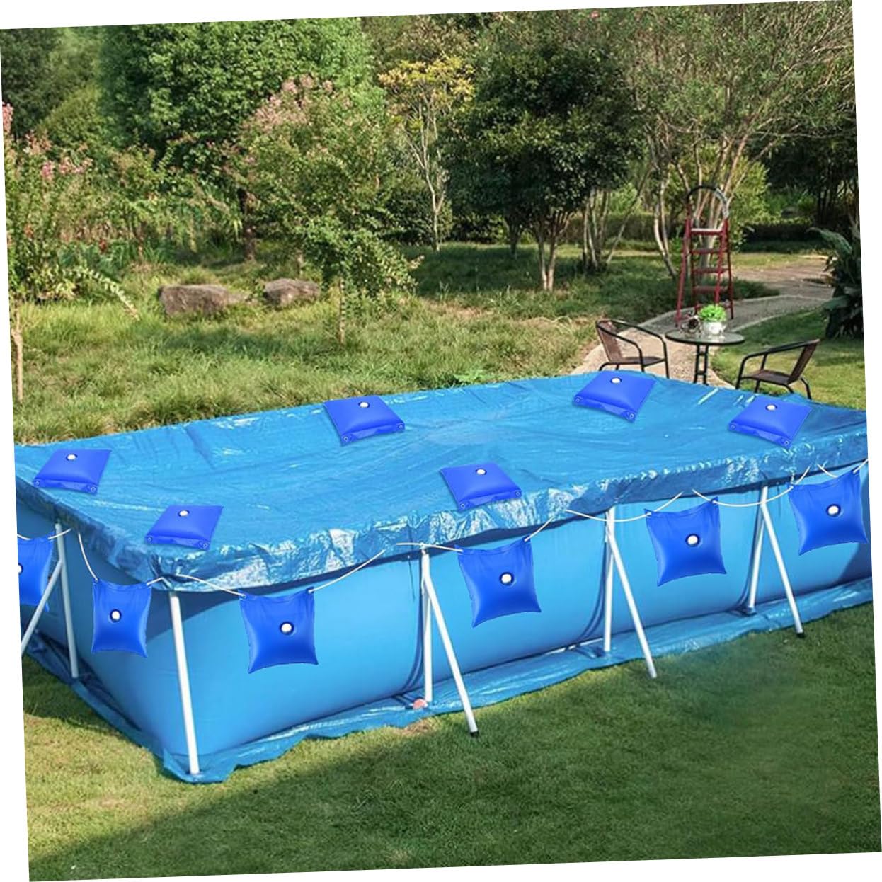 Paquet Suspendu pour Piscine 8 Pièces en PVC Bleu, Usage de Rangement