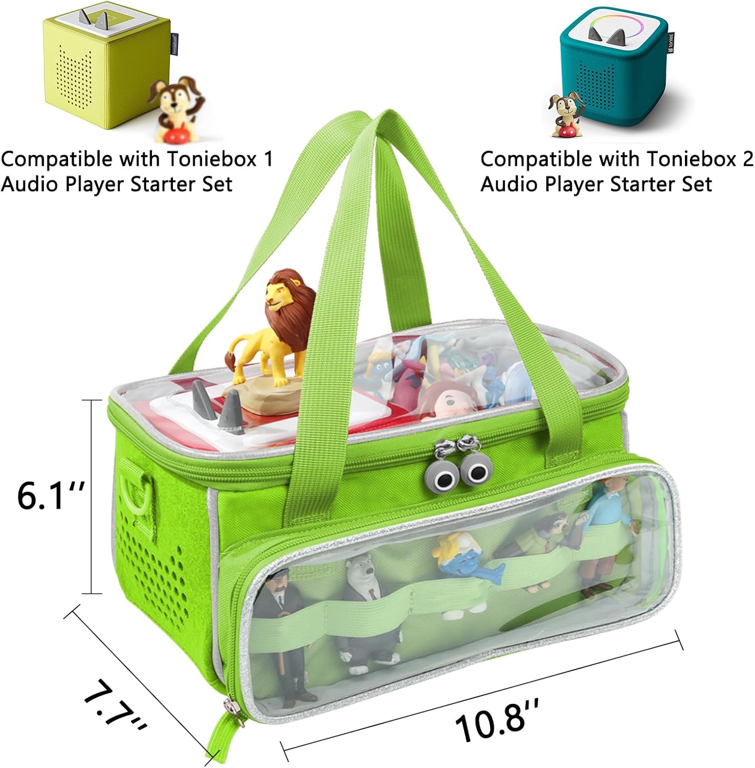 SFYBYHEART Carrying Case for Toniebox with Clear Window & Figure Slots, Travel Storage Bag for Tonies Characters, Toniebox Starter Set & Tonies Headphones – Protective Tony Carrying Bag