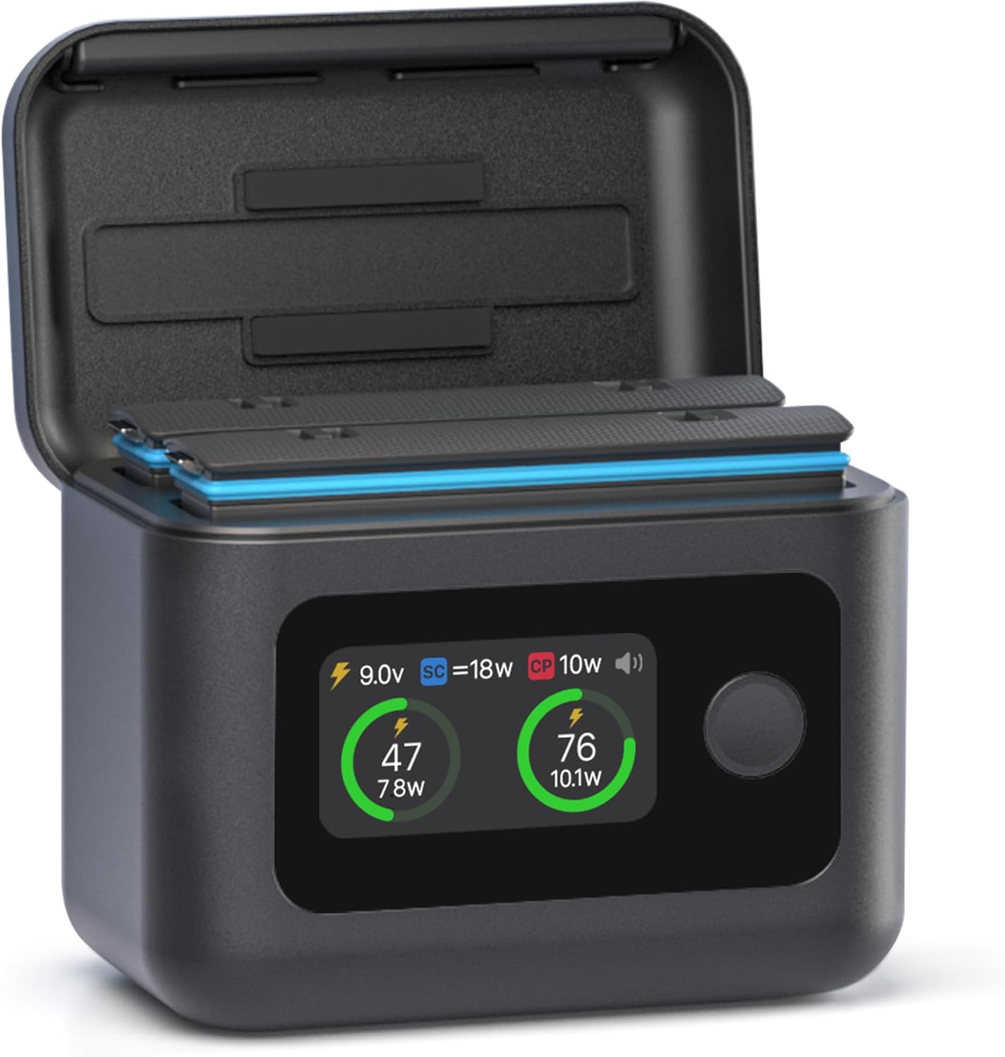 Intelligent 5‑in‑1 Battery Charger for Insta360 X5 Batteries – 27W Dual Channel Charger Case, 10W Power Bank Discharge, with LED Display, Battery Display (No Batteries)