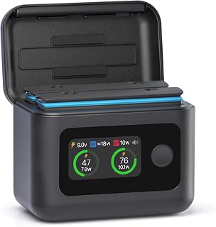 Intelligent 5‑in‑1 Battery Charger for Insta360 X5 Batteries – 27W Dual Channel Charger Case, 10W Power Bank Discharge, with LED Display, Battery Display (No Batteries)