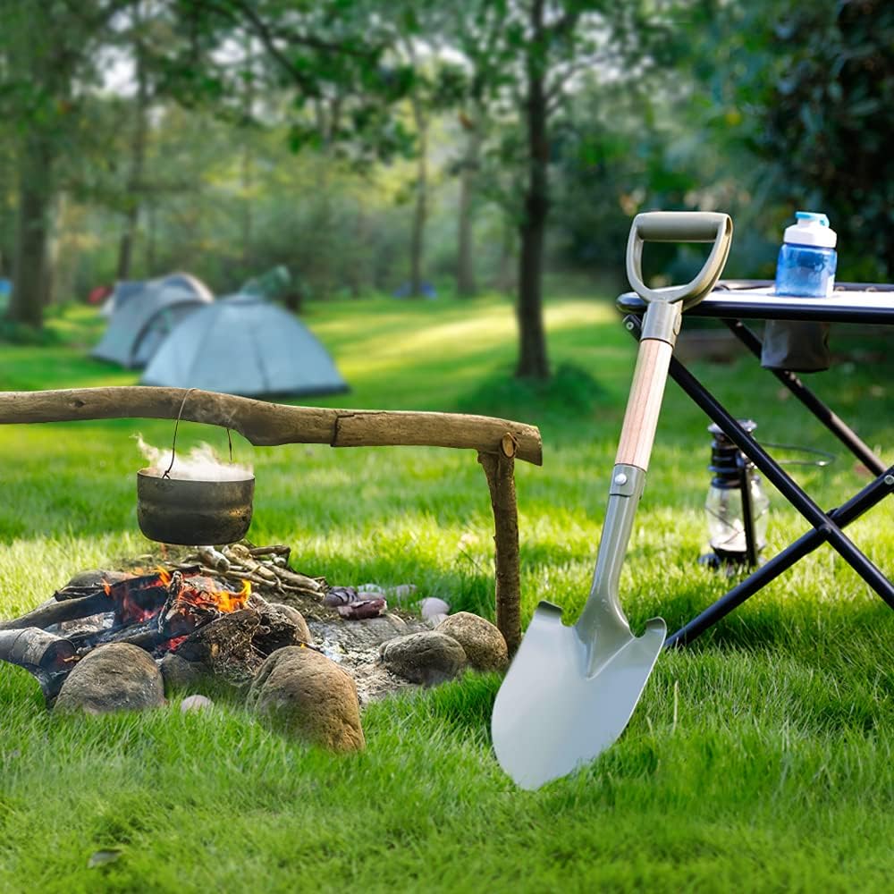 Worth Garden 27 Inch Small Garden Shovel, Short Gardening Shovels for Digging with D-Handle & Round Point Blade, Mini Shovel for Car Planting Outdoor Camping : Patio, Lawn & Garden