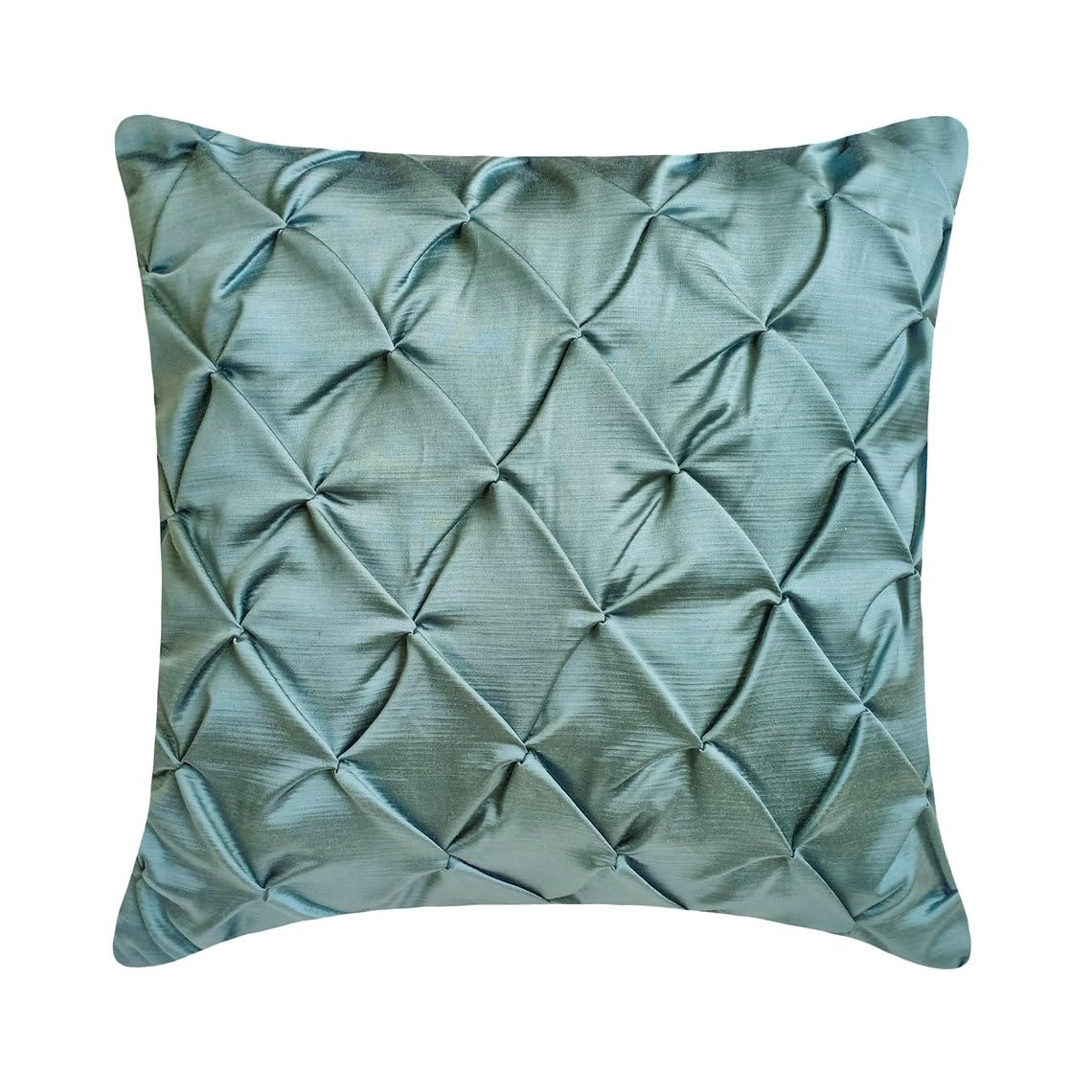 The HomeCentric Decorative Blue Pack of 2, 50x50 cm (20"x20") Cushion Covers, Satin Textured & Pintucks Cushion Covers, Solid Color Pattern Modern Style - Blue Calm — image 1