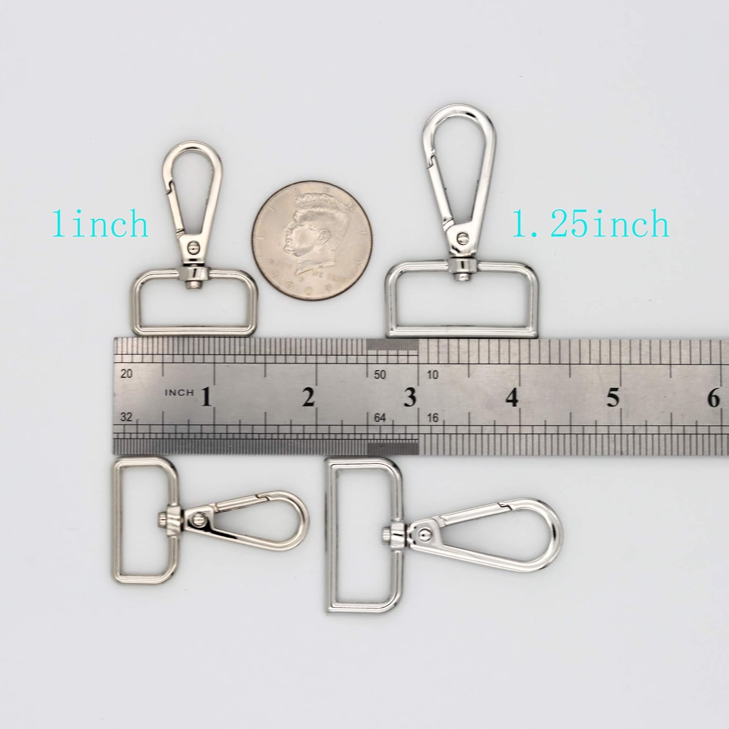 12 Pcs D Ring Swivel Lobster Claw Clasp, Push Gate Snap Hooks Trigger Clips(Silver, 1 1/4 inch) - Image 5