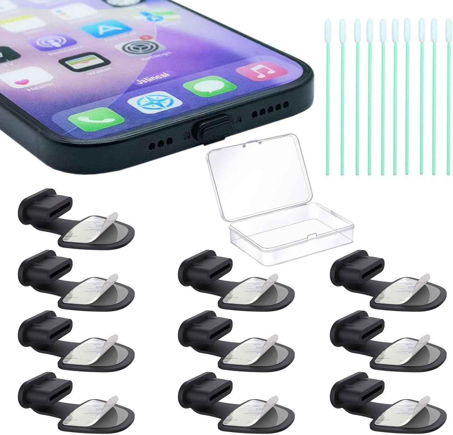 USB C-Type Anti Loss Dust Plugs, USB C-Type Port Silicone Dust Covers, with Detachable Adhesive for Mobile Phone, Compatible with 15, 16 17 Plus Pro Max..., All USB C Ports