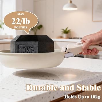 Compatible Removable Handle for Carote Pots and PansUniversal Quick-Release Detachable Handle Replacement for Thin Edge Cookware, Grip with Easy-Release Button, Cream White, 1PCS