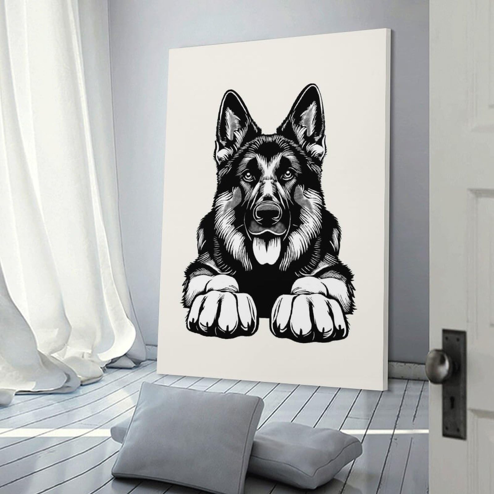 Junmoney Canvas Art Print German Shepherd(2), 20x30inch(50x75cm), for Small Homes, Bedrooms Or Open Spaces, A Simple Refresh for Blank Walls