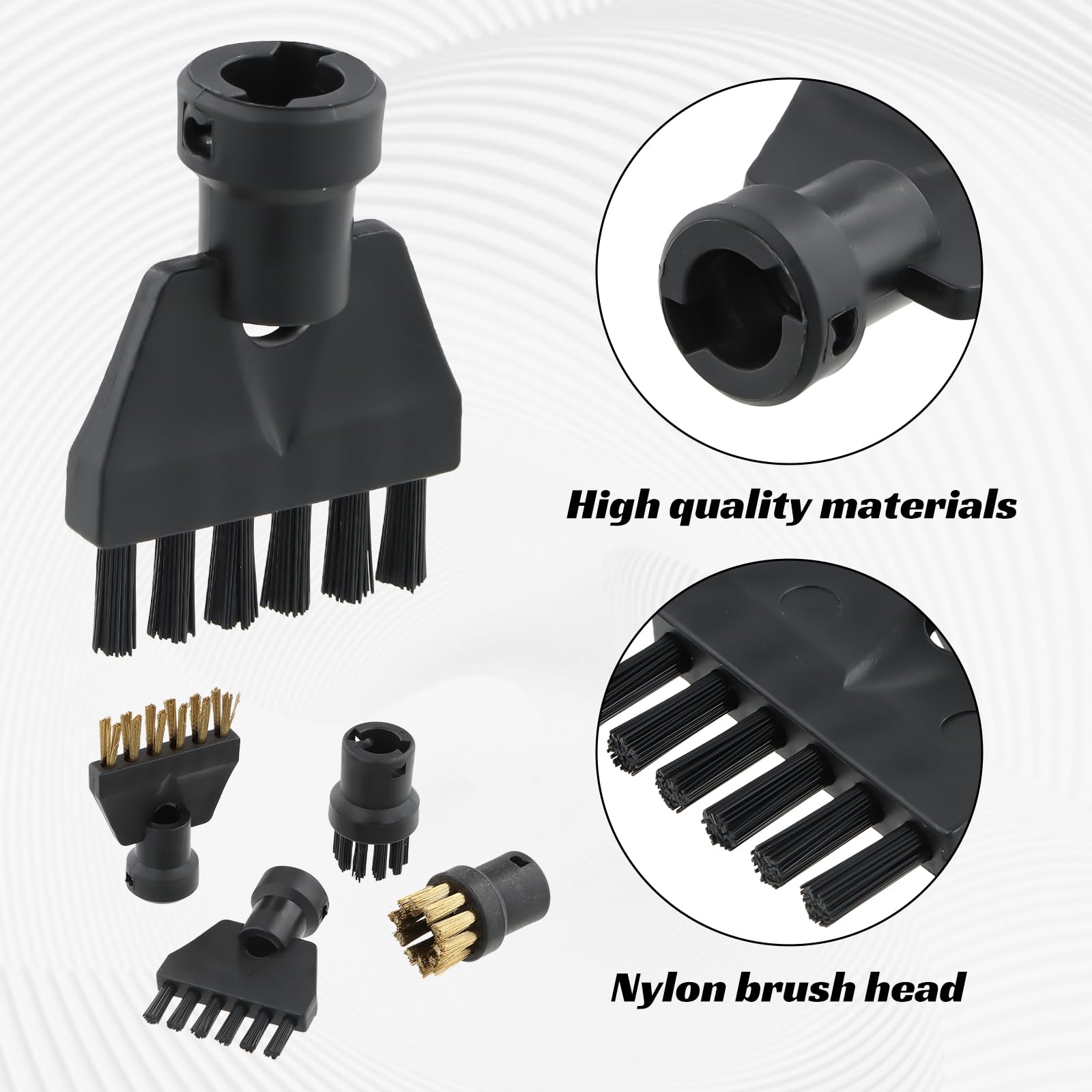 Amexo 8 Piezas Limpiador de Vapor Cepillo Boquillas Cepillo de Repuesto para Limpiador a Vapor 4 Cepillo Redondo y 4 Cepillo Grieta Cepillo para Limpiador a Vapor para Karcher