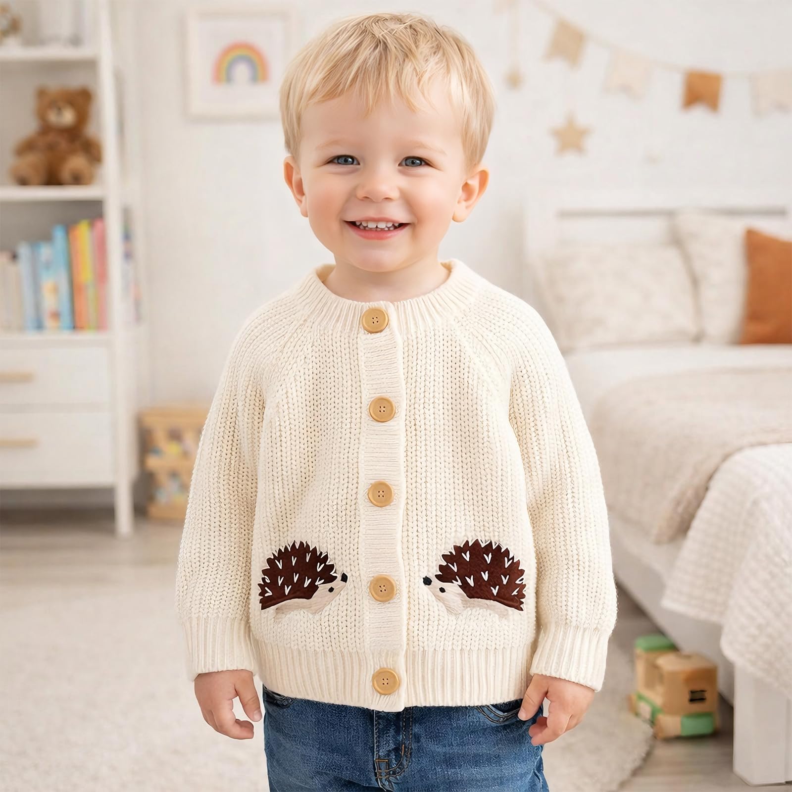 Cárdigan de Punto para Bebé - Cálido Jersey de Manga Larga para Otoño e Invierno - Top para Niñas y Niños