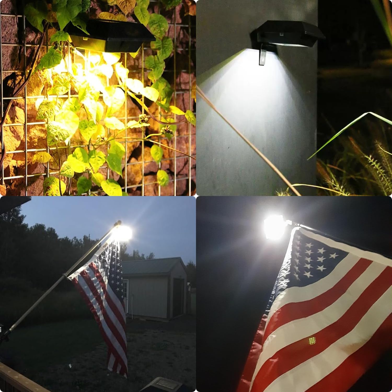 Sunnytech Solar Power Flag Pole Flagpole Light & Solar Power 12LED Flag Light-Black