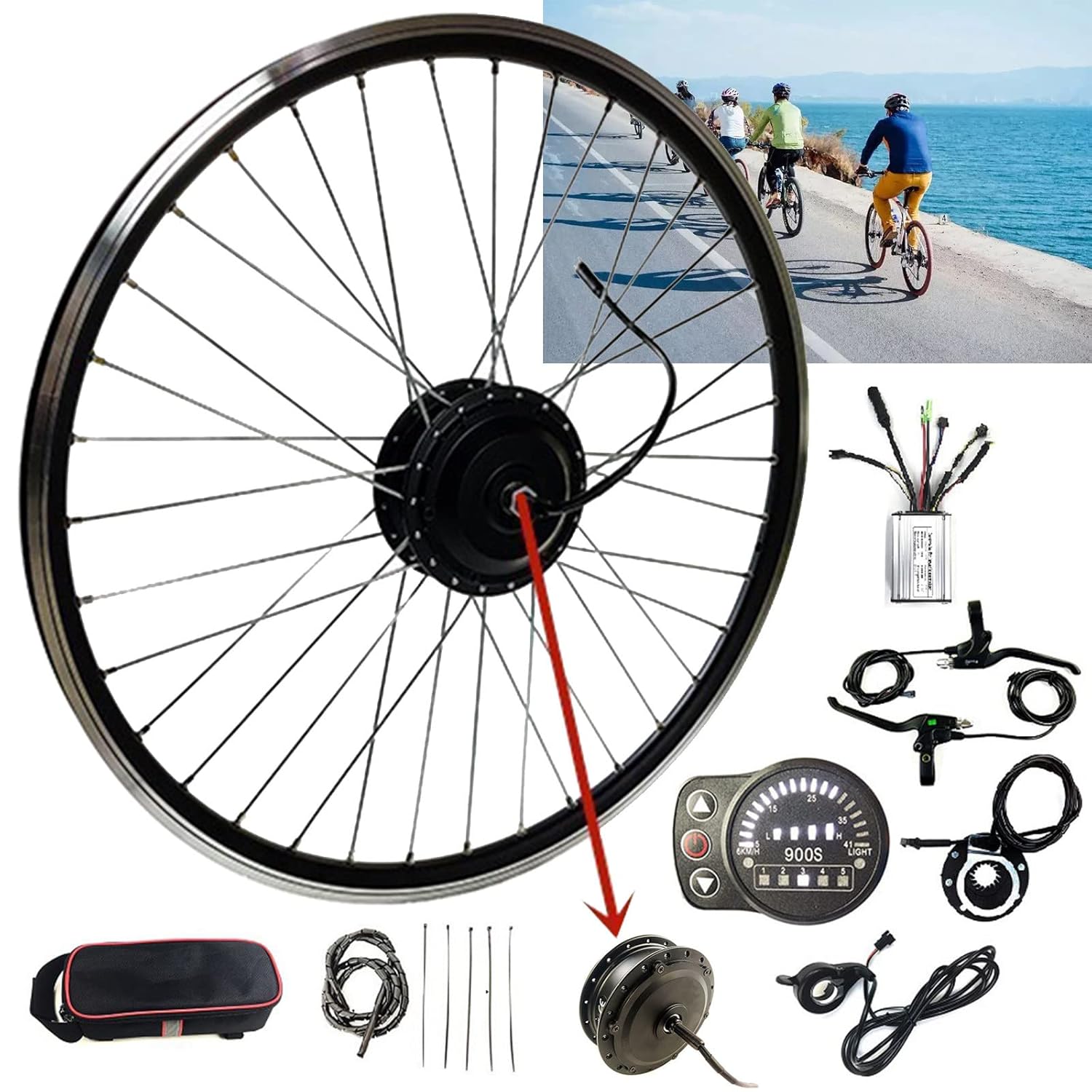 48V 250W 500W Electrical Bike Conversion Package, 20 24 26 27.5 28 29 Inch 700C Electrical Entrance Wheel, Bicycle Hub, E-Bike Motor Conversion Package (250w 27.5in)