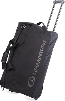 Lifeventure Expedition Duffle Bag with Tough Wheels, Travel Bags | 100 litres Capacity with Telescopic Handle & Rigid Base, Black, 100 Litre, Wheeled Duffle Bag With Hard Base