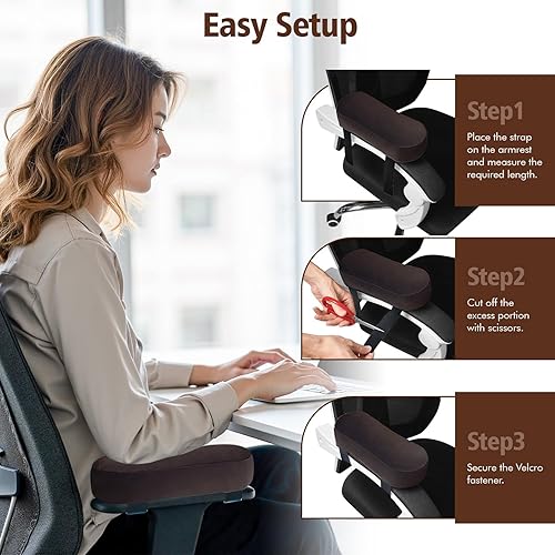 Miniatura 4 de WdFour Paquete de 2 almohadillas antideslizantes para reposabrazos para sillas de oficina y juegos, almohada ergonómica de apoyo de antebrazo para