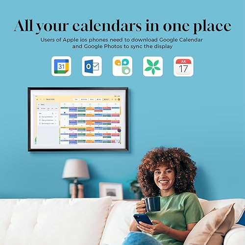 Miniatura 3 de Calendario digital de Google de 15.6 pulgadas, batería de litio integrada tabla de tareas y planificador para la familia, marco de fotos con