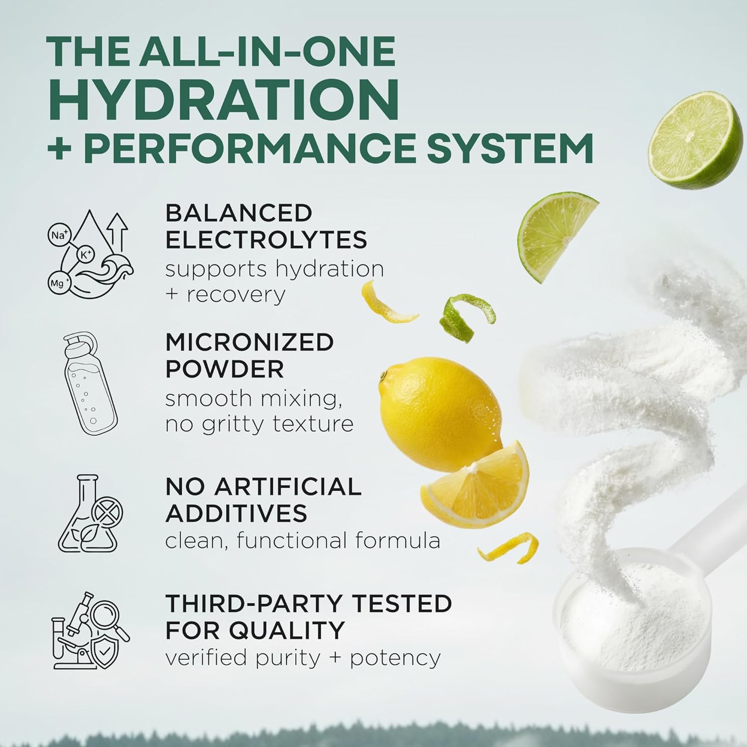 Wild Foods Creatine + Electrolytes Powder, Lemon & Lime (8 oz, 30 Servings) - 2.5g Creatine + Magnesium Malate, Pink Salt, Potassium - Whole-Food Sourced Hydration & Support - No Added Sugar