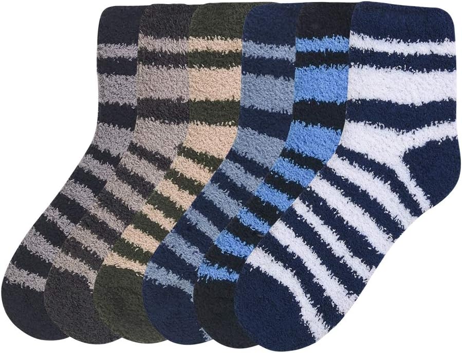 レディース 心地よい ふわふわ 滑り防止 ストライプ スーパーソフト冬スリッパソックス 9～11 US サイズ: 9-11