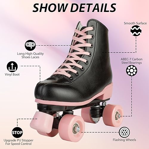 Miniatura 3 de Unisex Indoor and Outdoor Roller Skates Classic High-top for Adult Skating Four-Wheel Roller Skates