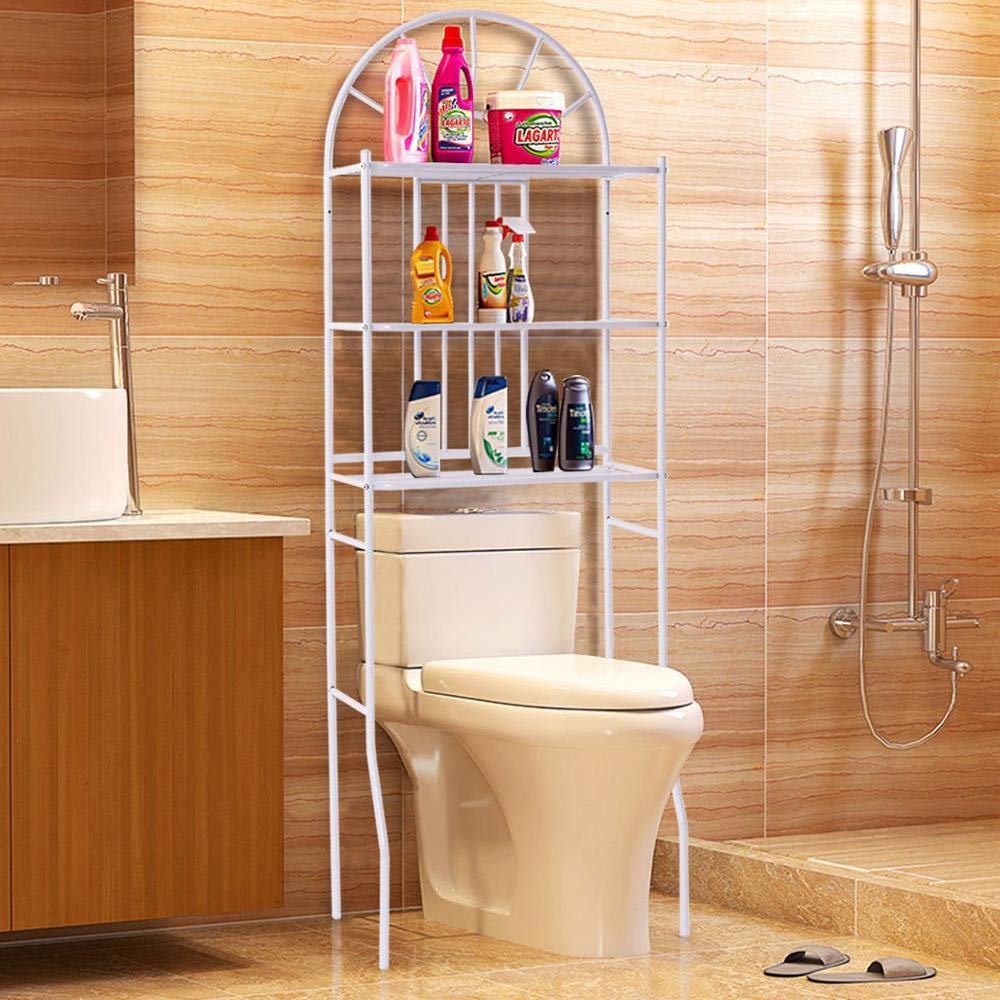 meihe Meuble étagère Dessus WC 3 Étagère de Toilettes,à 3 Niveaux, Étagère de Salle de Bain, Peu encombrante, Facile à Monter, pour buanderie, Design/Style Industriel