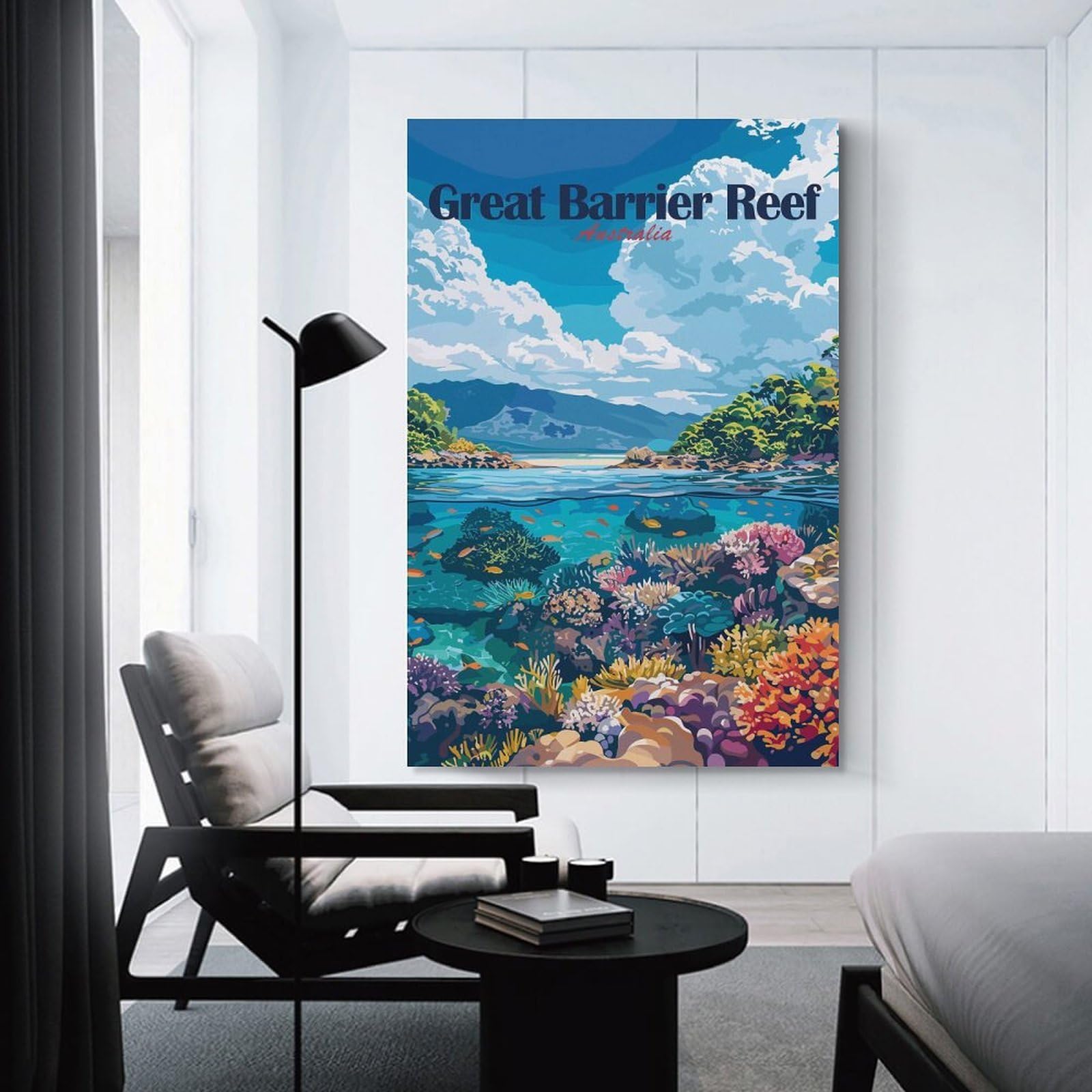 Junmoney Great Barrier Reef Australia Travel Canvas Wall Picture 24x36inch(60x90cm), for Entryway, Lounge Links Or Small Walls, Decorative Canvas Styling for Entry Areas