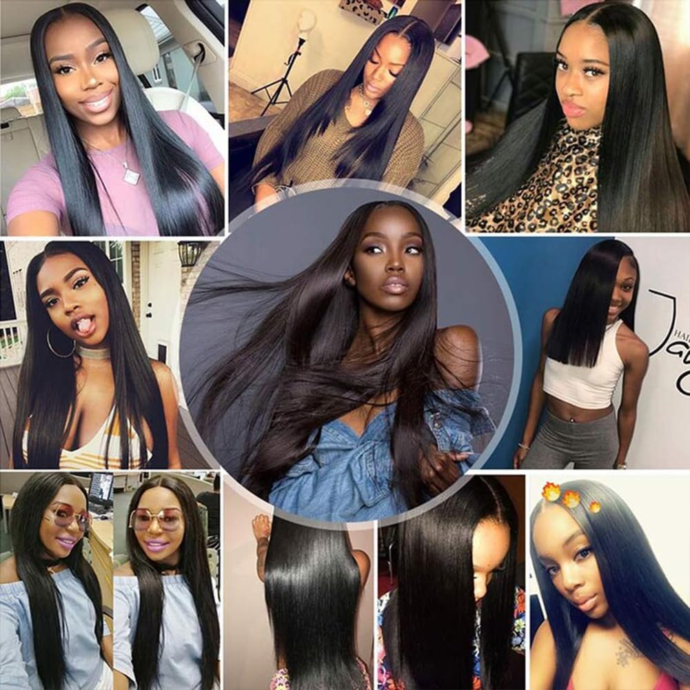 Qiyazai 16 18 20 Inch Human Hair Bundles Straight, 3 Bundles, 100% Unprocessed Brazilian Raw Virgin Hair, Sew-In Installation, Black - Image 4